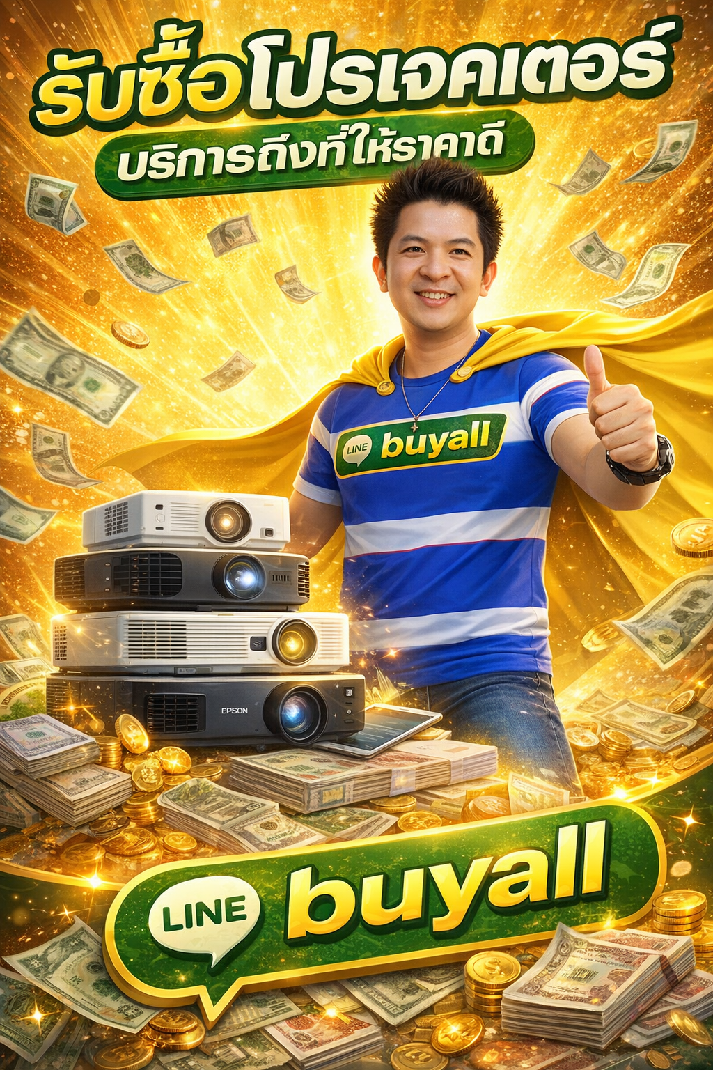 ภาพประชาสัมพันธ์บริการรับซื้อโปรเจคเตอร์ของ รับซื้อกรุงเทพ.com พร้อม Line @buyall และเบอร์ติดต่อ 091-1206831