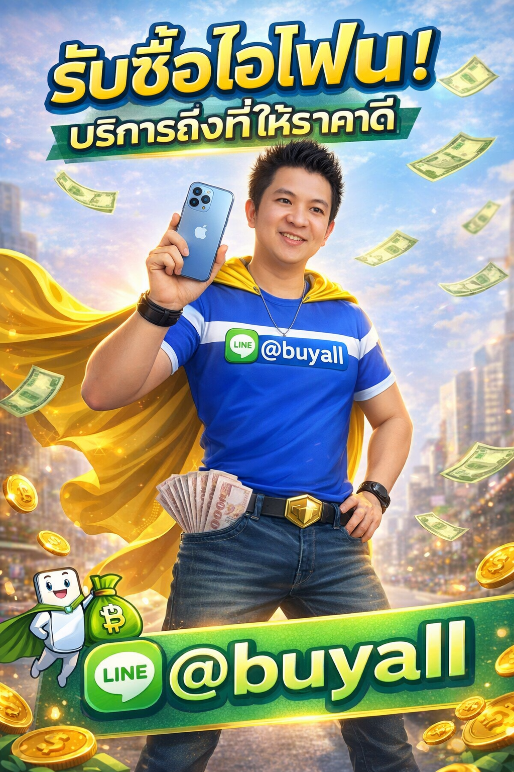 ภาพประชาสัมพันธ์บริการรับซื้อไอโฟนของ รับซื้อกรุงเทพ.com พร้อม Line @buyall และเบอร์ติดต่อ 091-1206831