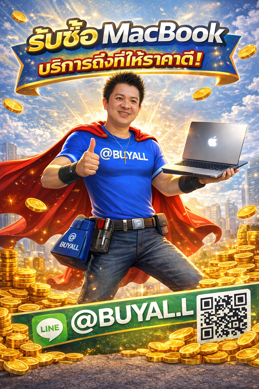 ภาพประชาสัมพันธ์บริการรับซื้อ macbook ของ รับซื้อกรุงเทพ.com พร้อม Line @buyall และเบอร์ติดต่อ 091-1206831