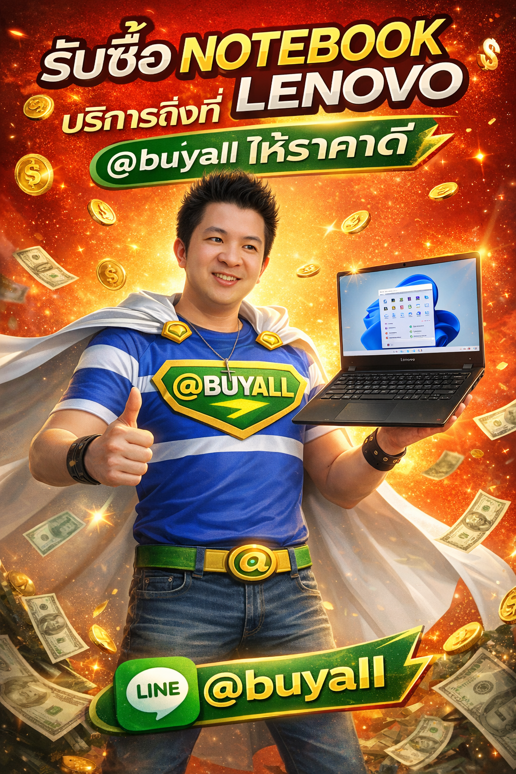 ภาพประชาสัมพันธ์บริการรับซื้อ notebook lenovo ของ รับซื้อกรุงเทพ.com พร้อม Line @buyall และเบอร์ติดต่อ 091-1206831