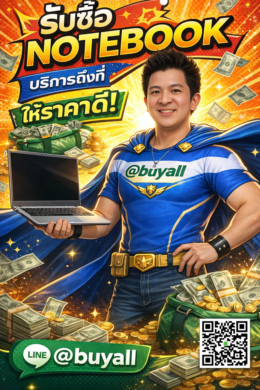ภาพประชาสัมพันธ์บริการรับซื้อ notebook ของ รับซื้อกรุงเทพ.com พร้อม Line @buyall และเบอร์ติดต่อ 091-1206831