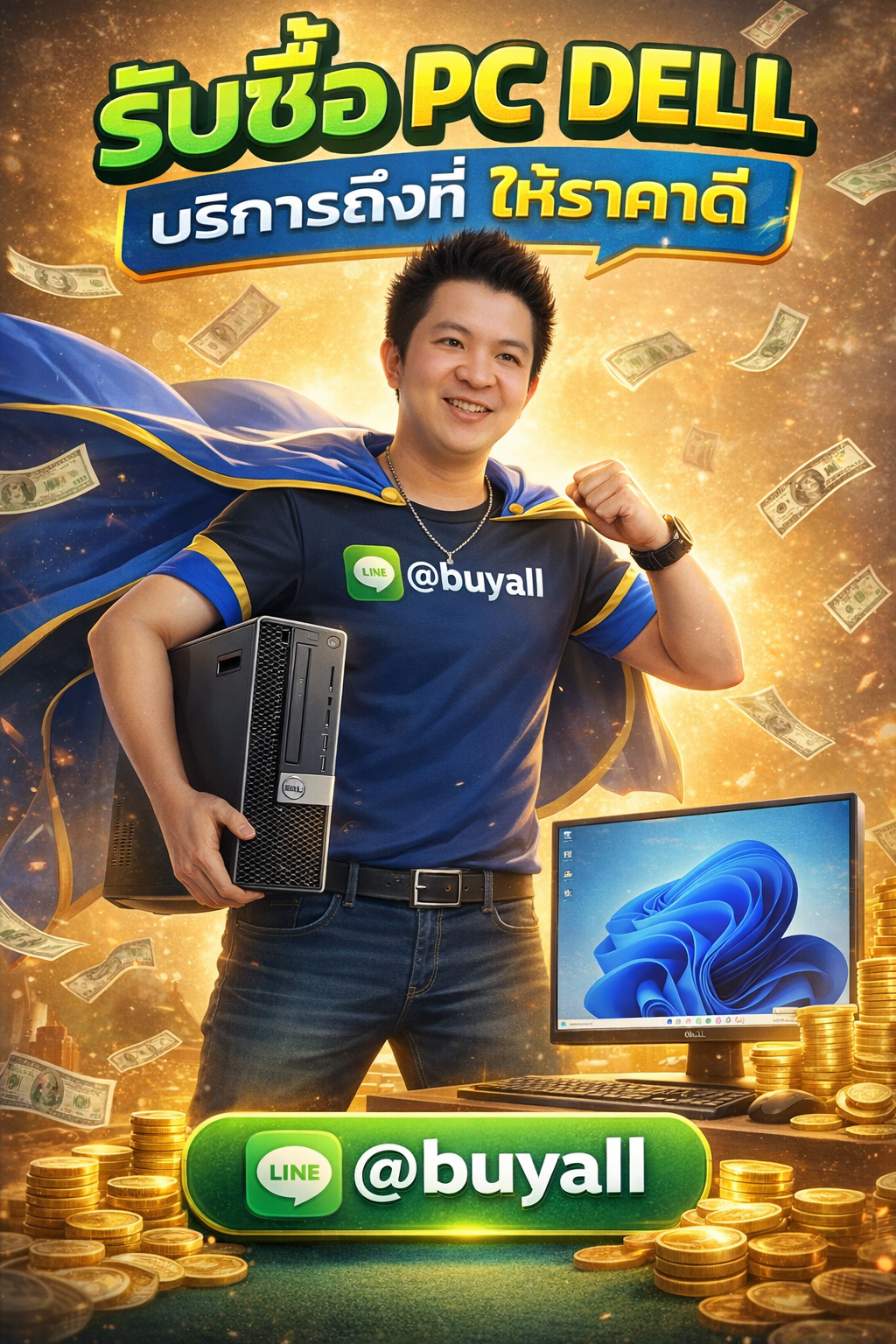 ภาพประชาสัมพันธ์บริการรับซื้อ PC Dell ของ รับซื้อกรุงเทพ.com พร้อม Line @buyall และเบอร์ติดต่อ 091-1206831
