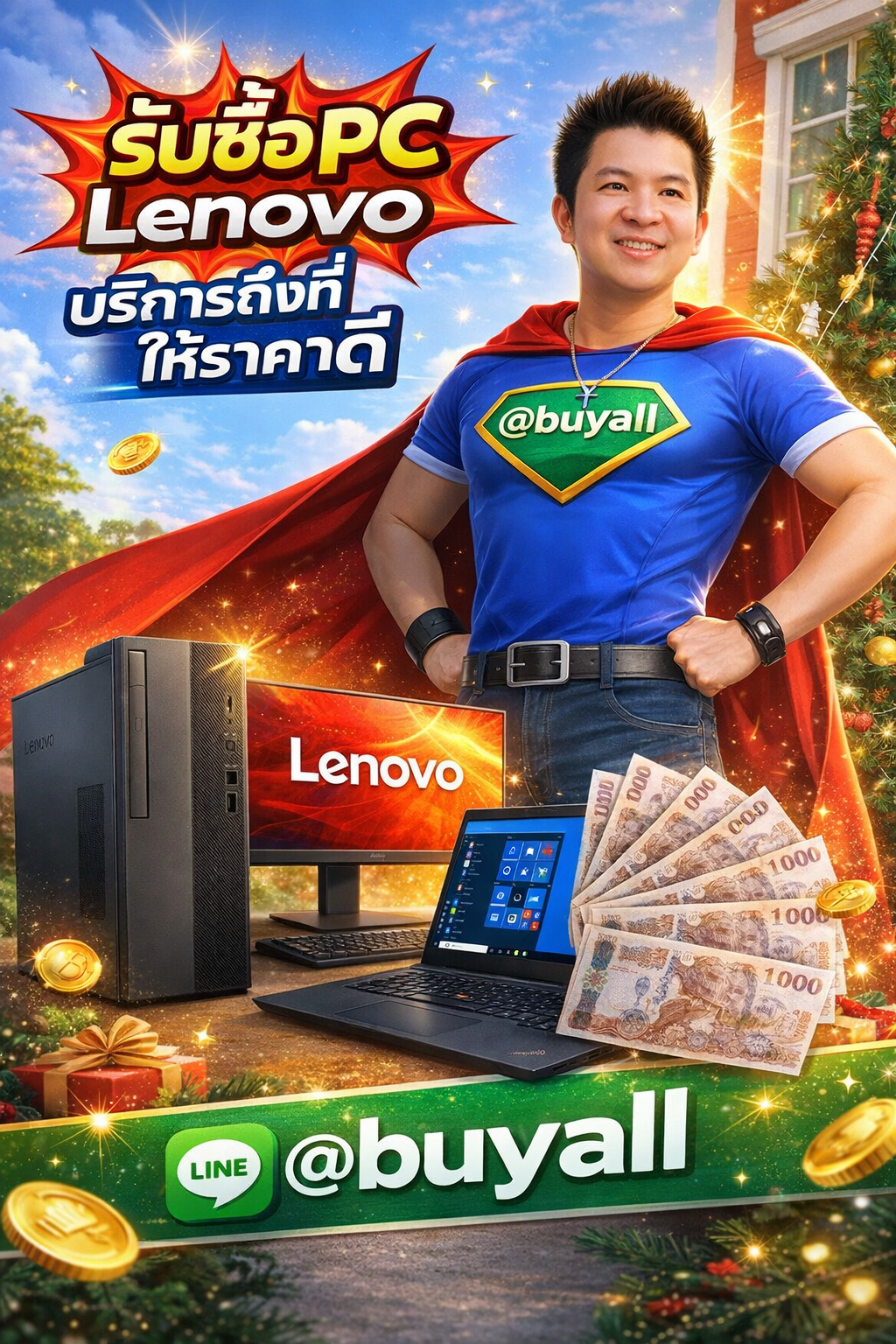 ภาพประชาสัมพันธ์บริการรับซื้อ PC Lenovo ของ รับซื้อกรุงเทพ.com พร้อม Line @buyall และเบอร์ติดต่อ 091-1206831