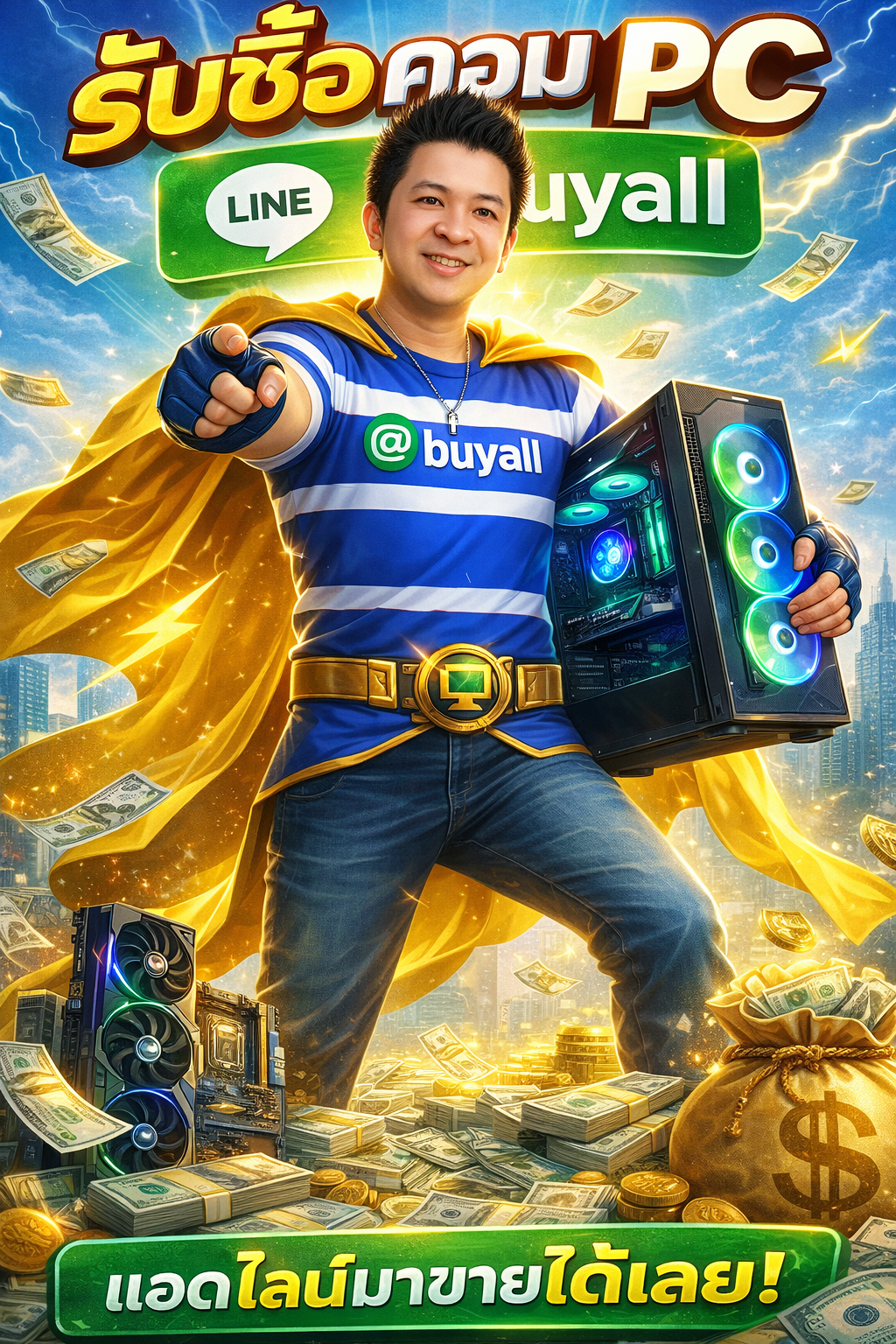 ภาพประชาสัมพันธ์บริการรับซื้อ PC มือสองของ รับซื้อกรุงเทพ.com พร้อม Line @buyall และเบอร์ติดต่อ 091-1206831