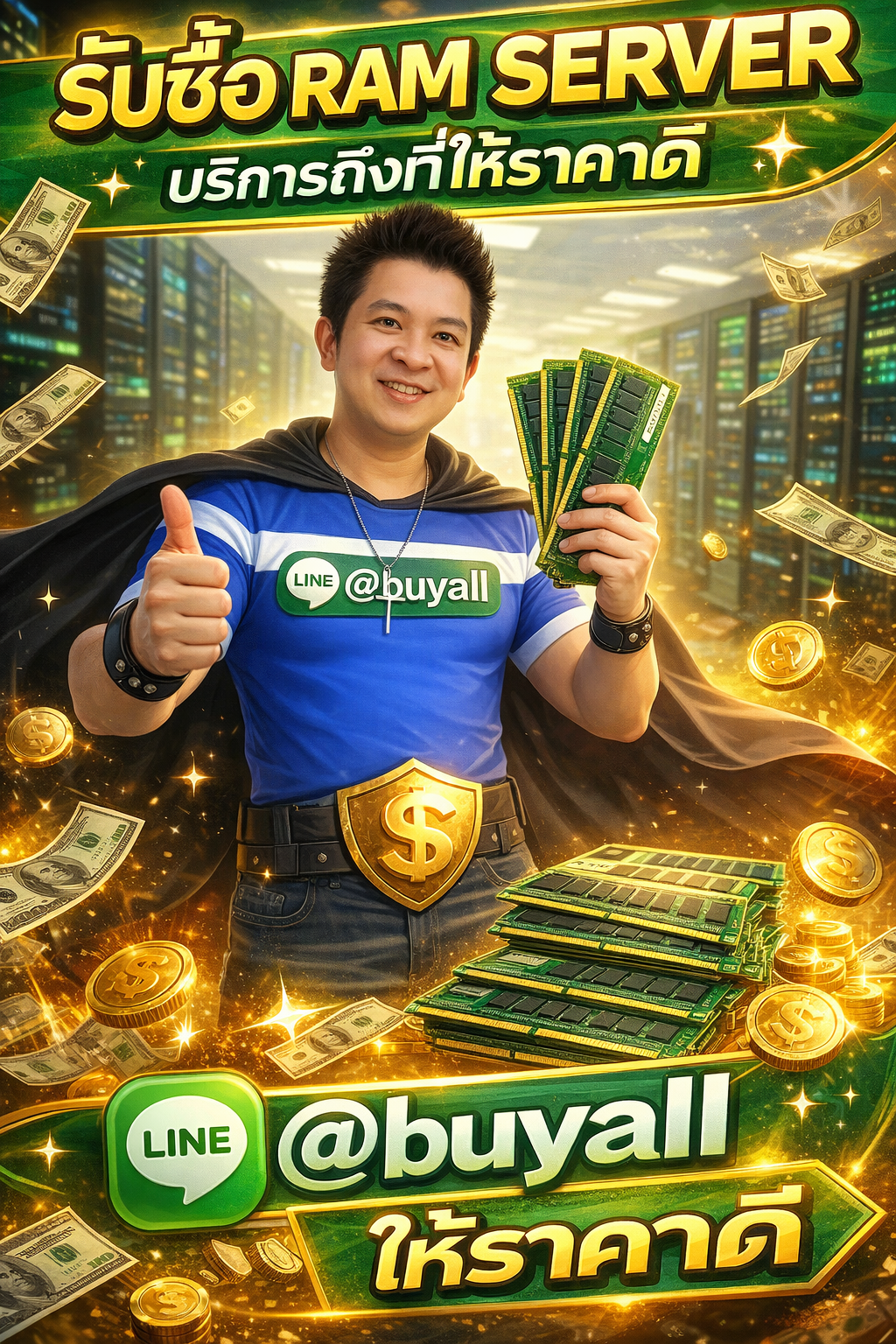 ภาพประชาสัมพันธ์บริการรับซื้อ Ram Server ของ รับซื้อกรุงเทพ.com พร้อม Line @buyall และเบอร์ติดต่อ 091-1206831